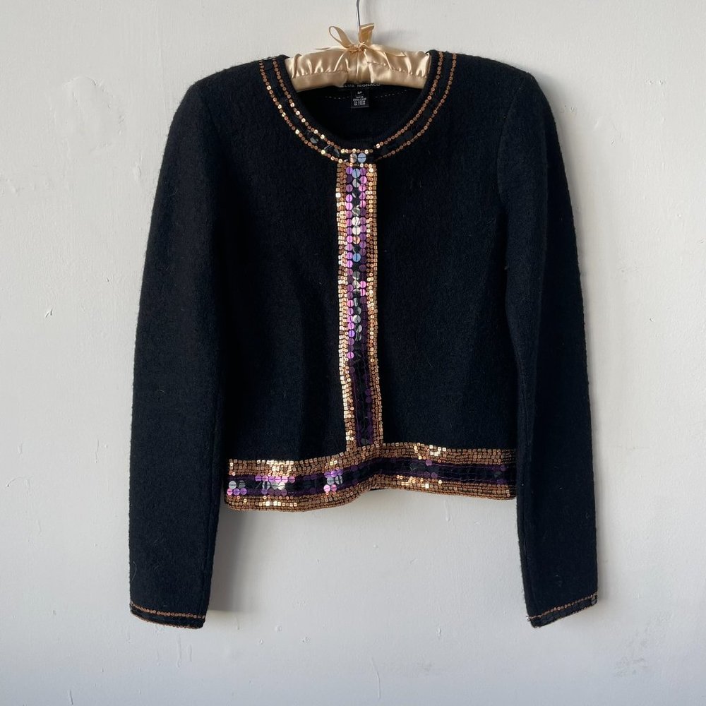 Club Monaco Boiled Wool Sequin Cardigan